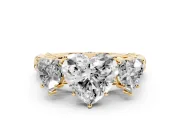 Heart-Shaped Three Stone Engagement Ring Setting | Braided Band | Yellow Gold