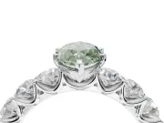 Marquise Side Stone Engagement Ring Setting for a Fancy Green Lab-Grown Diamond | Scalloped Prong Accents | White Gold