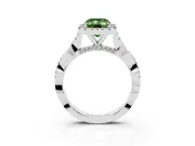 Emerald Cut Twist Halo Engagement Ring Setting for a Fancy Green Lab-Grown Diamond | White Gold