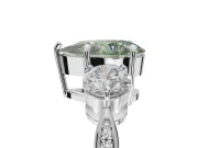 Pear-Shaped Three Stone Engagement Ring Setting for a Fancy Green Lab-Grown Diamond | Tapered Pave Band | Platinum