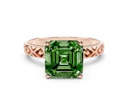 Asscher Cut Vintage Milgrain Engagement Ring Setting for a Fancy Green Lab-Grown Diamond | X Pattern Band | Rose Gold