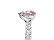 Heart-Shaped Shared Prong Engagement Ring Setting for a Fancy Pink Lab-Grown Diamond | Two-Row Band | Sterling Silver