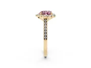 Heart-Shaped Halo Engagement Ring Setting for a Fancy Pink Lab-Grown Diamond | Tapered Band | Yellow Gold