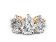 Pear-Shaped Three Stone Engagement Ring Setting | Large Side Stones | Yellow Gold