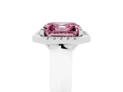 Asscher Cut Halo Engagement Ring Setting for a Fancy Pink Lab-Grown Diamond | Knife-Edge Band | Sterling Silver