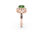 Princess Cut Scalloped Cluster Halo Engagement Ring Setting for a Fancy Green Lab-Grown Diamond | Plain Band | Rose Gold