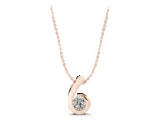Round Lab-Grown Diamond Bezel Swirl Pendant Necklace | Polished Curl | Rose Gold