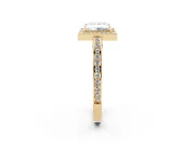 Princess Cut Sectioned Halo Engagement Ring Setting | Pavé Gallery and Band | Yellow Gold