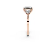 Emerald Cut Hidden Halo Three Stone Engagement Ring Setting for a Fancy Green Lab-Grown Diamond | Rose Gold