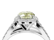 Oval Halo Pavé Engagement Ring Setting for a Fancy Yellow Lab-Grown Diamond | Narrow Split Shank | Sterling Silver