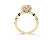 Heart-Shaped Milgrain Halo Engagement Ring Setting | Graduated Shoulders | Yellow Gold