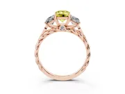 Emerald Cut Three Stone Engagement Ring Setting for a Fancy Yellow Lab-Grown Diamond | Braided Band | Rose Gold