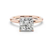 Princess Cut Diamond Solitaire Ring Set in Rose gold with Thin Band and Prong Setting