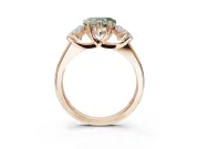 Heart-Shaped Three Stone Engagement Ring Setting for a Fancy Green Lab-Grown Diamond | Tapered Band | Rose Gold
