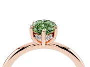 Fancy Green Marquise Cut Diamond Solitaire Ring Set in Rose gold with Thin Band and Prong Setting