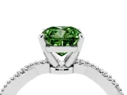 Fancy Green Cushion Cut Diamond Solitaire Ring Set in Platinum with Twisted Band and Bead Prong Setting