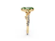 Marquise Leaf Pavé Engagement Ring Setting for a Fancy Green Lab-Grown Diamond | Yellow Gold