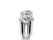Round Cut Diamond Three-Stone Ring Set in Silver with Channel Band and Sturdy Prongs