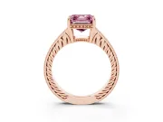 Asscher Cut Engraved Engagement Ring Setting for a Fancy Pink Lab-Grown Diamond | Rose Gold