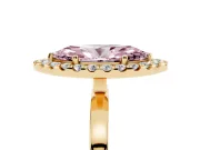 Marquise Thin Halo Engagement Ring Setting for a Fancy Pink Lab-Grown Diamond | Plain Polished Band | Yellow Gold