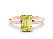 Emerald Cut Solitaire Engagement Ring Setting for a Fancy Yellow Lab-Grown Diamond | Flat Tab Prongs | Rose Gold