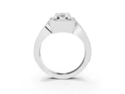 Emerald Cut Milgrain Halo Engagement Ring Setting | Open Loop Shoulders | Sterling Silver