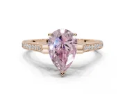 Pear-Shaped Vintage Cathedral Engagement Ring Setting for a Fancy Pink Lab-Grown Diamond | Carved Band | Rose Gold
