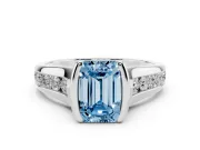 Emerald Cut Half Bezel Engagement Ring Setting for a Fancy Blue Lab-Grown Diamond | Sterling Silver