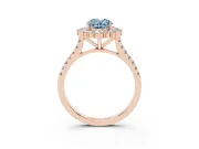 Oval Scalloped Halo Engagement Ring Setting for a Fancy Blue Lab-Grown Diamond | Single Row Pave | Rose Gold