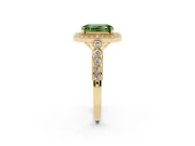 Emerald Cut Graduated Milgrain Halo Engagement Ring Setting for a Fancy Green Lab-Grown Diamond | Yellow Gold