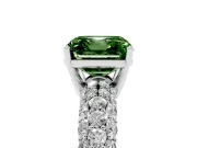 Asscher Cut Multi Row Pave Engagement Ring Setting for a Fancy Green Lab-Grown Diamond | White Gold