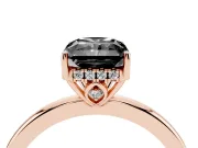 Radiant Cut Hidden Halo Engagement Ring Setting for a Black Center | Thin Band | Rose Gold