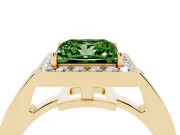 Princess Cut Framed Halo Engagement Ring Setting for a Fancy Green Lab-Grown Diamond | Yellow Gold