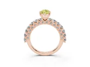 Fancy Yellow Marquise Cut Diamond Solitaire Ring Set in Rose gold with Shared Prong Pavé Band