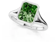 Radiant Cut Bezel Engagement Ring Setting for a Fancy Green Lab-Grown Diamond | Sterling Silver