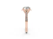 Round Floral Pavé Engagement Ring Setting | Petal Accents | Rose Gold