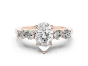 Pear-Shaped Close Set Five Stone Engagement Ring Setting | Rose Gold