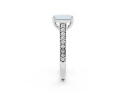 Radiant Cut Graduated Pave Cathedral Engagement Ring Setting | Scroll Cut-Outs | Sterling Silver
