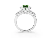 Fancy Green Radiant Cut Diamond Floral Halo Ring Set in Platinum with Shared Prong Band