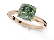 Cushion Cut Bypass Solitaire Engagement Ring Setting for a Fancy Green Lab-Grown Diamond | Rose Gold