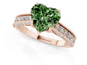 Heart-Shaped Hidden Halo Engagement Ring Setting for a Fancy Green Lab-Grown Diamond | Milgrain Pave | Rose Gold