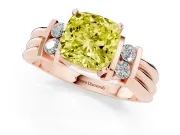 Cushion Cut Bar-Set Engagement Ring Setting for a Fancy Yellow Lab-Grown Diamond | Rose Gold