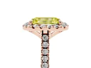 Emerald Cut Halo Engagement Ring Setting for a Fancy Yellow Lab-Grown Diamond | Tapered Band | Rose Gold