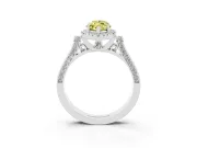 Fancy Yellow Marquise Cut Diamond Halo Ring Set in Platinum with Pavé-Lined Split Shank Band
