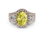 Oval Halo Split Shank Engagement Ring Setting for a Fancy Yellow Lab-Grown Diamond | Round Side Stones | Rose Gold
