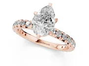 Pear-Shaped Pavé Solitaire Engagement Ring Setting | Shared Prong Band | Rose Gold