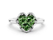 Heart-Shaped Petal Halo Engagement Ring Setting for a Fancy Green Lab-Grown Diamond | Sterling Silver