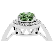 Oval Halo Engagement Ring Setting for a Fancy Green Lab-Grown Diamond | Polished Halo Rim | White Gold