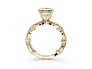 Princess Cut Vintage Engagement Ring Setting for a Fancy Yellow Lab-Grown Diamond | Graduated Stations | Yellow Gold