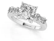 Princess Cut Close Set Five Stone Engagement Ring Setting | White Gold